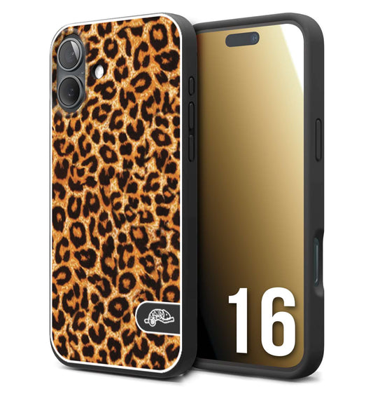 CUSTOMIZZA - Custodia cover nera morbida in tpu compatibile per iPhone 16 leopardato maculato donna marrone leopard brown