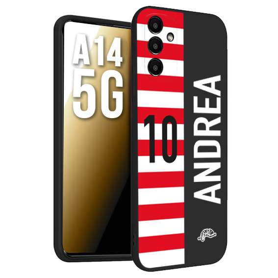 CUSTOMIZZA - Custodia cover nera morbida in tpu compatibile per Samsung A14 5G personalizzata calcio football nome e numero calciatori bianco rossa