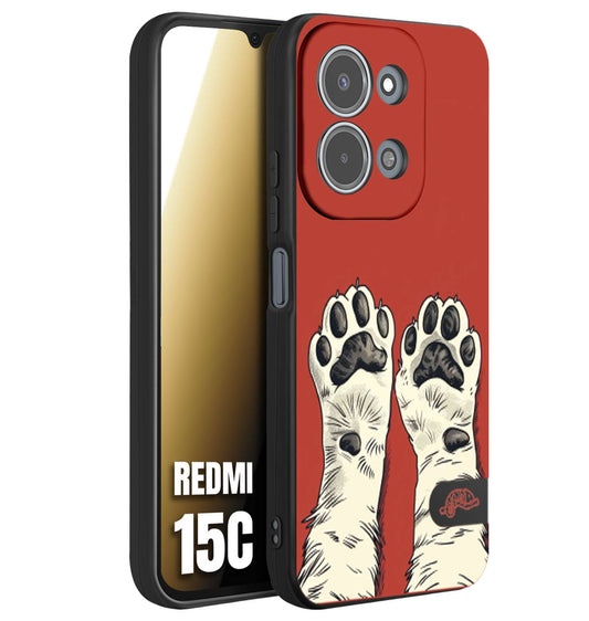 CUSTOMIZZA - Custodia cover nera morbida in tpu compatibile per Xiaomi Redmi 15C zampe di gatto cat paws rossa red disegnata fumetto cartoon