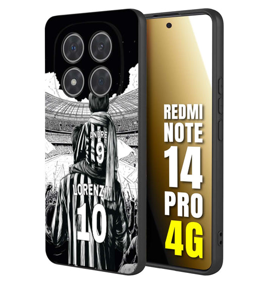 CUSTOMIZZA - Custodia cover nera morbida in tpu compatibile per Xiaomi Redmi Note 14 PRO 4G personalizzata calcio football nome e numero calciatori bianconeri bianca e nera