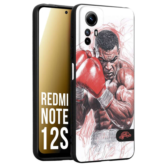 CUSTOMIZZA - Custodia cover nera morbida in tpu compatibile per Xiaomi Redmi Note 12S pugilato pugili disegno tattoo guantoni boxer pesi massimi iron mike
