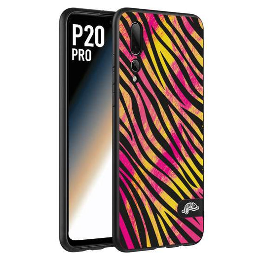 CUSTOMIZZA - Custodia cover nera morbida in tpu compatibile per Huawei P20 PRO zebrata maculata a rilievo soft touch donna fucsia gialla