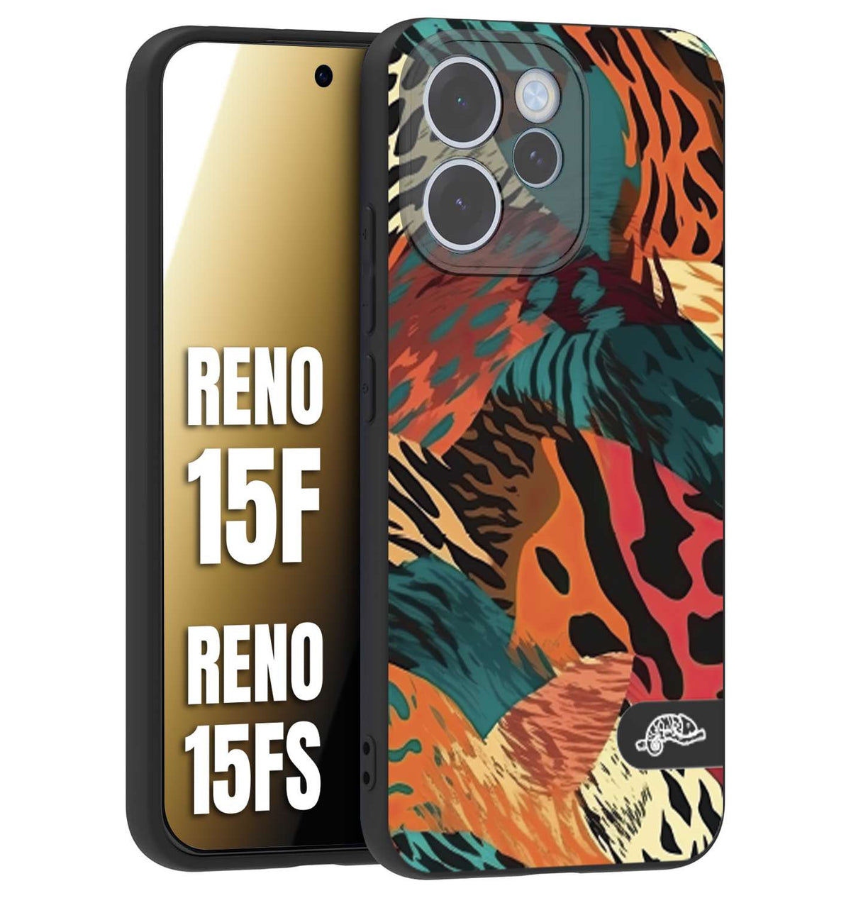 CUSTOMIZZA - Custodia cover nera morbida in tpu compatibile per Oppo Reno 15 F - Reno 15 FS leopardato tigrato tiger colorata summer arancio verde fucsia