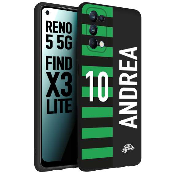 CUSTOMIZZA - Custodia cover nera morbida in tpu compatibile per Oppo Reno 5 5G personalizzata calcio football nome e numero calciatori neroverde