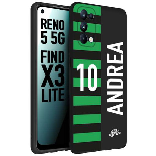 CUSTOMIZZA - Custodia cover nera morbida in tpu compatibile per Oppo Reno 5 5G personalizzata calcio football nome e numero calciatori neroverde