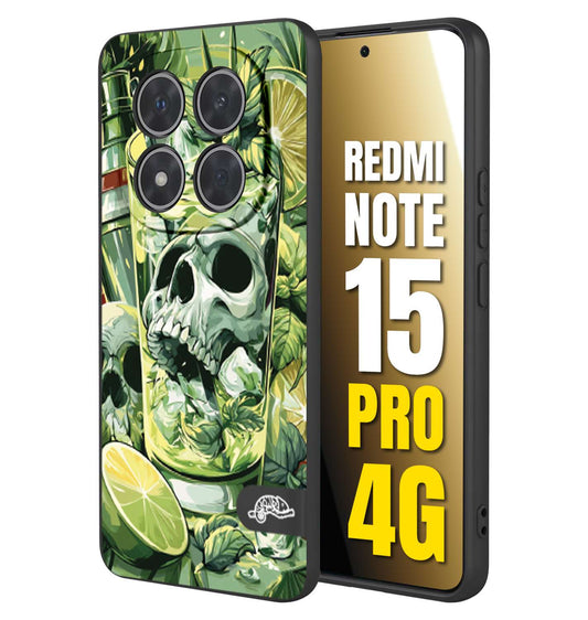 CUSTOMIZZA - Custodia cover nera morbida in tpu compatibile per Xiaomi Redmi Note 15 PRO 4G Mojito cocktail teschio illustrazione drink lime menta ghiacci tropicale street art