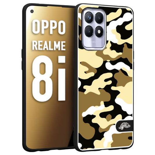 CUSTOMIZZA - Custodia cover nera morbida in tpu compatibile per Realme 8i camouflage mimetico militare giallo desert brown