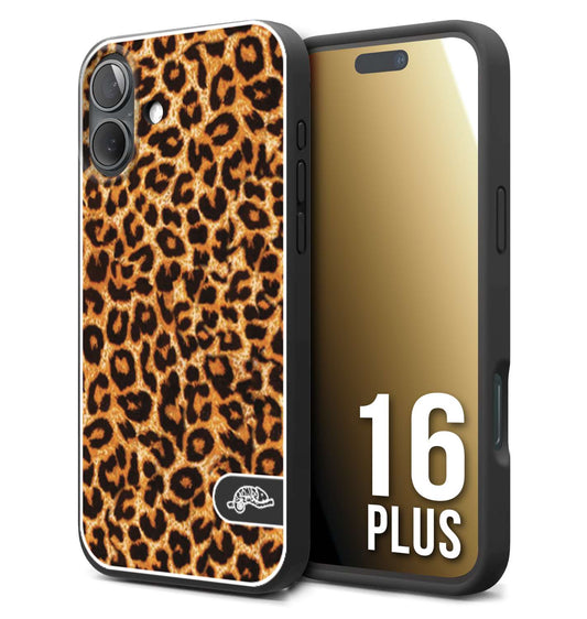 CUSTOMIZZA - Custodia cover nera morbida in tpu compatibile per iPhone 16 PLUS leopardato maculato donna marrone leopard brown