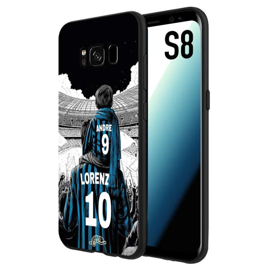 CUSTOMIZZA - Custodia cover nera morbida in tpu compatibile per Samsung S8 personalizzata calcio football padre e figlio calciatori nerazzurra