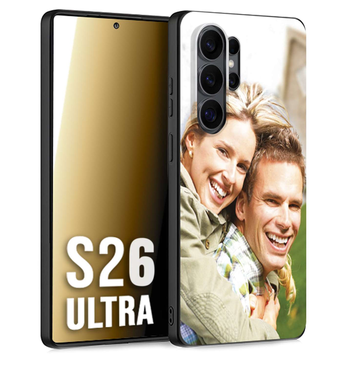 CUSTOMIZZA - Custodia cover nera morbida in tpu compatibile per Samsung S26 ULTRA personalizzata con foto immagine scritta a piacere