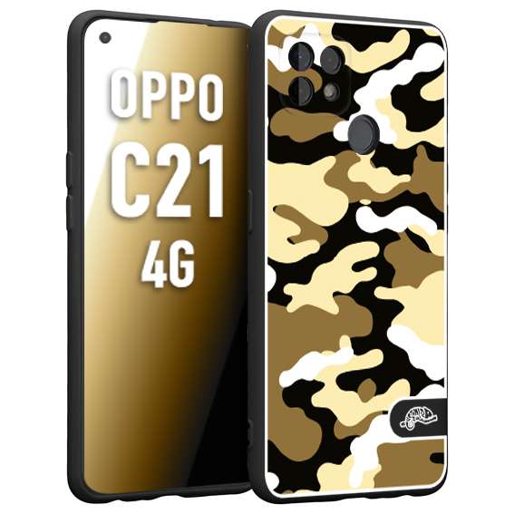 CUSTOMIZZA - Custodia cover nera morbida in tpu compatibile per Realme C21 4G camouflage mimetico militare giallo desert brown