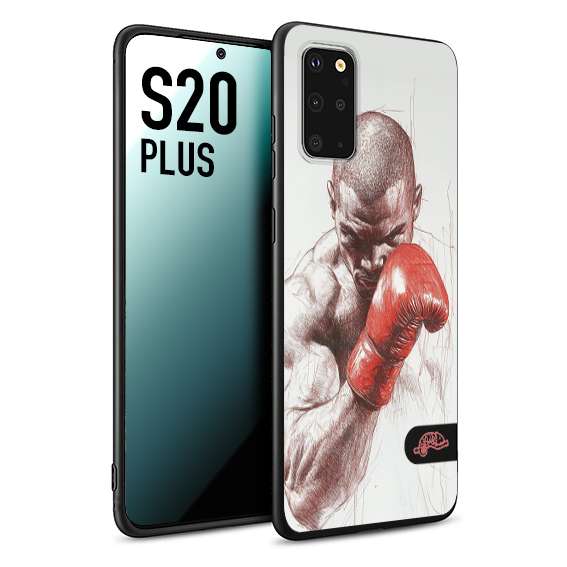 CUSTOMIZZA - Custodia cover nera morbida in tpu compatibile per Samsung S20 PLUS pugilato pugili disegno tattoo guantoni box sport primo piano