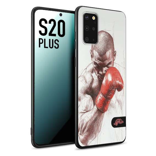 CUSTOMIZZA - Custodia cover nera morbida in tpu compatibile per Samsung S20 PLUS pugilato pugili disegno tattoo guantoni box sport primo piano