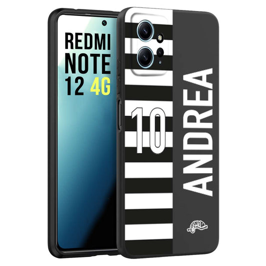 CUSTOMIZZA - Custodia cover nera morbida in tpu compatibile per Xiaomi Redmi Note 12 4G personalizzata calcio football nome e numero calciatori bianconera