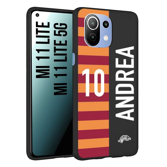 CUSTOMIZZA - Custodia cover nera morbida in tpu compatibile per Xiaomi Mi 11 Lite / Mi 11 Lite 5G personalizzata calcio football nome e numero calciatori giallo rossi