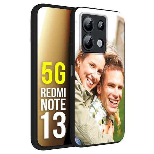 CUSTOMIZZA - Custodia cover nera morbida in tpu compatibile per Xiaomi Redmi Note 13 5G personalizzata con foto immagine scritta a piacere