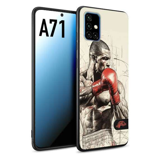CUSTOMIZZA - Custodia cover nera morbida in tpu compatibile per Samsung A71 pugilato pugili disegno tattoo guantoni box sport ring