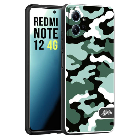 CUSTOMIZZA - Custodia cover nera morbida in tpu compatibile per Xiaomi Redmi Note 12 4G camouflage mimetico militare verde green