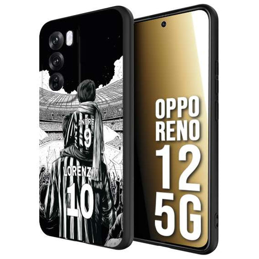 CUSTOMIZZA - Custodia cover nera morbida in tpu compatibile per Oppo Reno 12 5G personalizzata calcio football nome e numero calciatori bianconeri bianca e nera