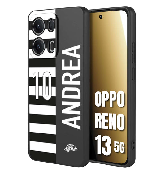 CUSTOMIZZA - Custodia cover nera morbida in tpu compatibile per Oppo Reno 13 5G personalizzata calcio football nome e numero calciatori bianconera