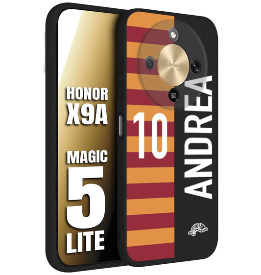 CUSTOMIZZA - Custodia cover nera morbida in tpu compatibile per Honor X9A - Honor Magic 5 Lite personalizzata calcio football nome e numero calciatori giallo rossi