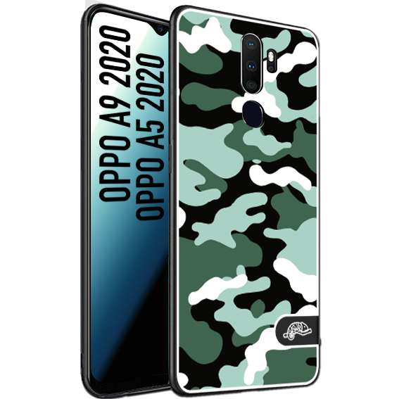 CUSTOMIZZA - Custodia cover nera morbida in tpu compatibile per Oppo A9 2020 - A5 2020 camouflage mimetico militare verde green