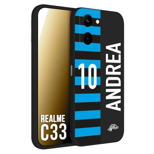 CUSTOMIZZA - Custodia cover nera morbida in tpu compatibile per Oppo Realme C33 personalizzata calcio football nome e numero calciatori nerazzurra