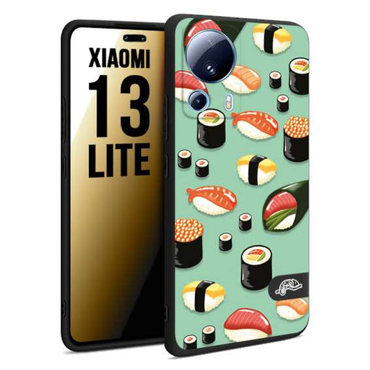 CUSTOMIZZA - Custodia cover nera morbida in tpu compatibile per Xiaomi 13 LITE sushi disegni giapponese nighiri acquamarina verde