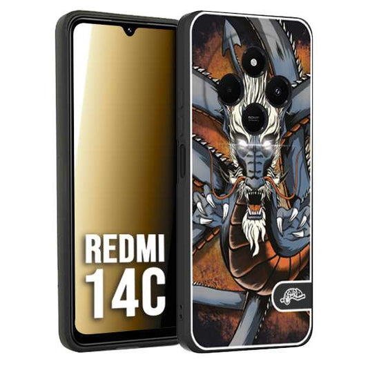 CUSTOMIZZA - Custodia cover nera morbida in tpu compatibile per Xiaomi Redmi 14C drago giapponese tattoo japan dragon