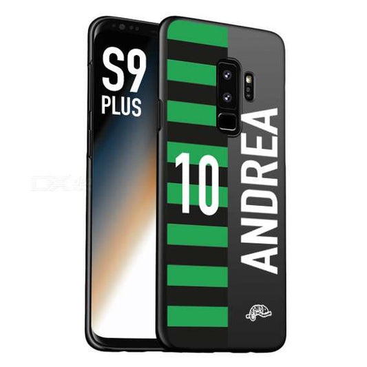 CUSTOMIZZA - Custodia cover nera morbida in tpu compatibile per Samsung S9 PLUS personalizzata calcio football nome e numero calciatori neroverde