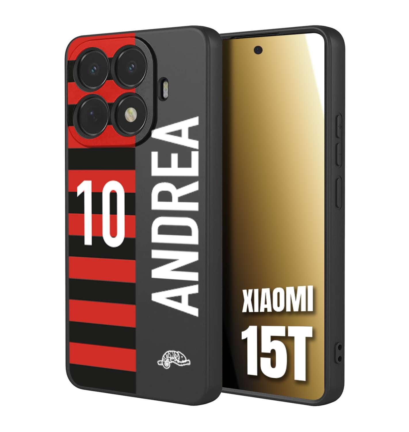 CUSTOMIZZA - Custodia cover nera morbida in tpu compatibile per Xiaomi 15T personalizzata calcio football nome e numero calciatori rossonera