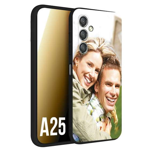 CUSTOMIZZA - Custodia cover nera morbida in tpu compatibile per Samsung A25 personalizzata con foto immagine scritta a piacere