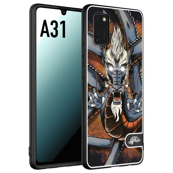 CUSTOMIZZA - Custodia cover nera morbida in tpu compatibile per Samsung A31 drago giapponese tattoo japan dragon
