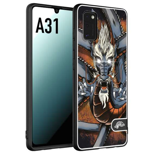 CUSTOMIZZA - Custodia cover nera morbida in tpu compatibile per Samsung A31 drago giapponese tattoo japan dragon