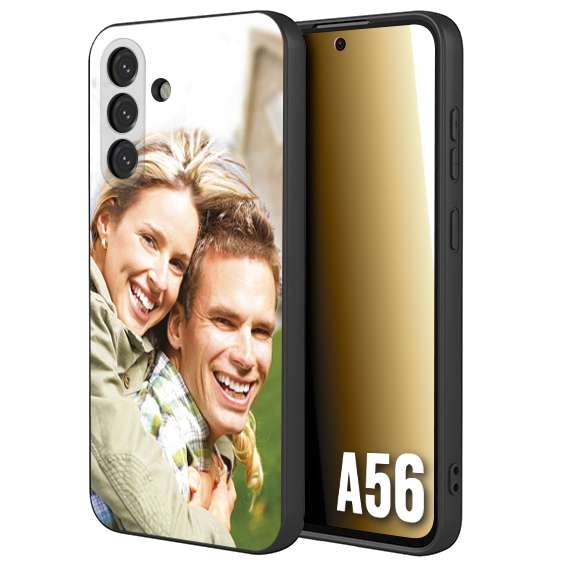 CUSTOMIZZA - Custodia cover nera morbida in tpu compatibile per Samsung A56 5G personalizzata con foto immagine scritta a piacere