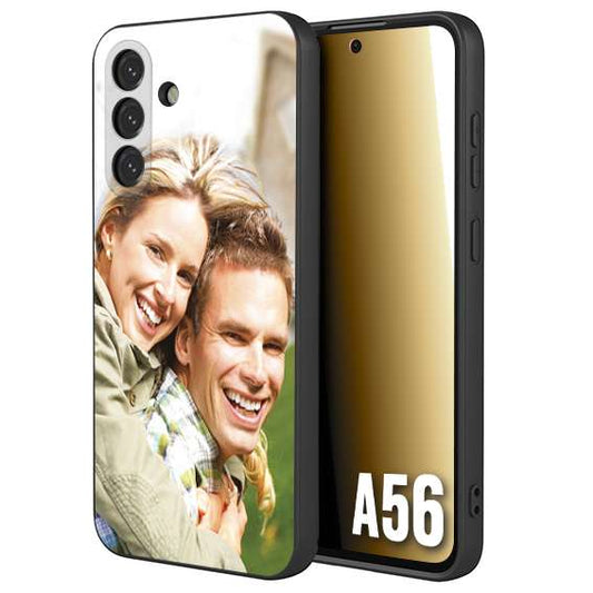 CUSTOMIZZA - Custodia cover nera morbida in tpu compatibile per Samsung A56 5G personalizzata con foto immagine scritta a piacere