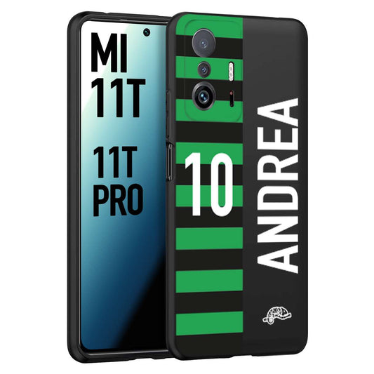 CUSTOMIZZA - Custodia cover nera morbida in tpu compatibile per Xiaomi Mi 11T - Mi 11T PRO personalizzata calcio football nome e numero calciatori neroverde