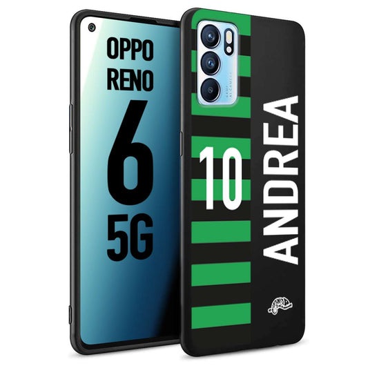 CUSTOMIZZA - Custodia cover nera morbida in tpu compatibile per Oppo Reno 6 5G personalizzata calcio football nome e numero calciatori neroverde