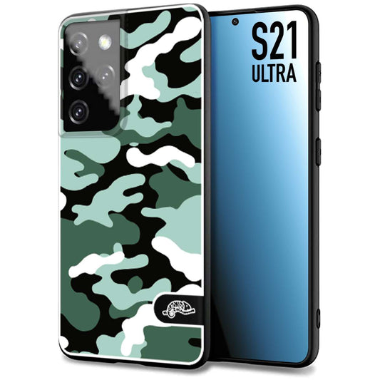 CUSTOMIZZA - Custodia cover nera morbida in tpu compatibile per Samsung S21 ULTRA camouflage mimetico militare verde green