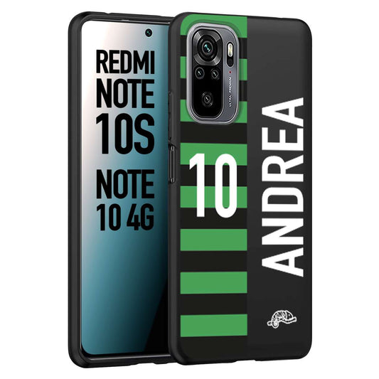 CUSTOMIZZA - Custodia cover nera morbida in tpu compatibile per Xiaomi Redmi Note 10S personalizzata calcio football nome e numero calciatori neroverde