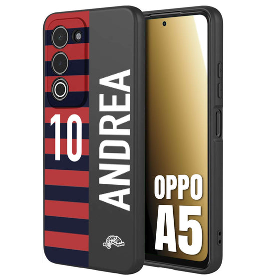CUSTOMIZZA - Custodia cover nera morbida in tpu compatibile per Oppo A5 personalizzata calcio football nome e numero calciatori rossoblu