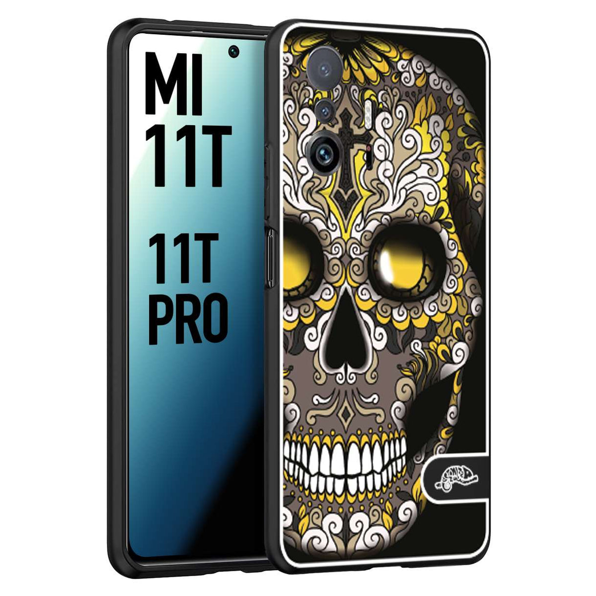 CUSTOMIZZA - Custodia cover nera morbida in tpu compatibile per Xiaomi Mi 11T - Mi 11T PRO effetto marmo marble verde green venature dorato pietra