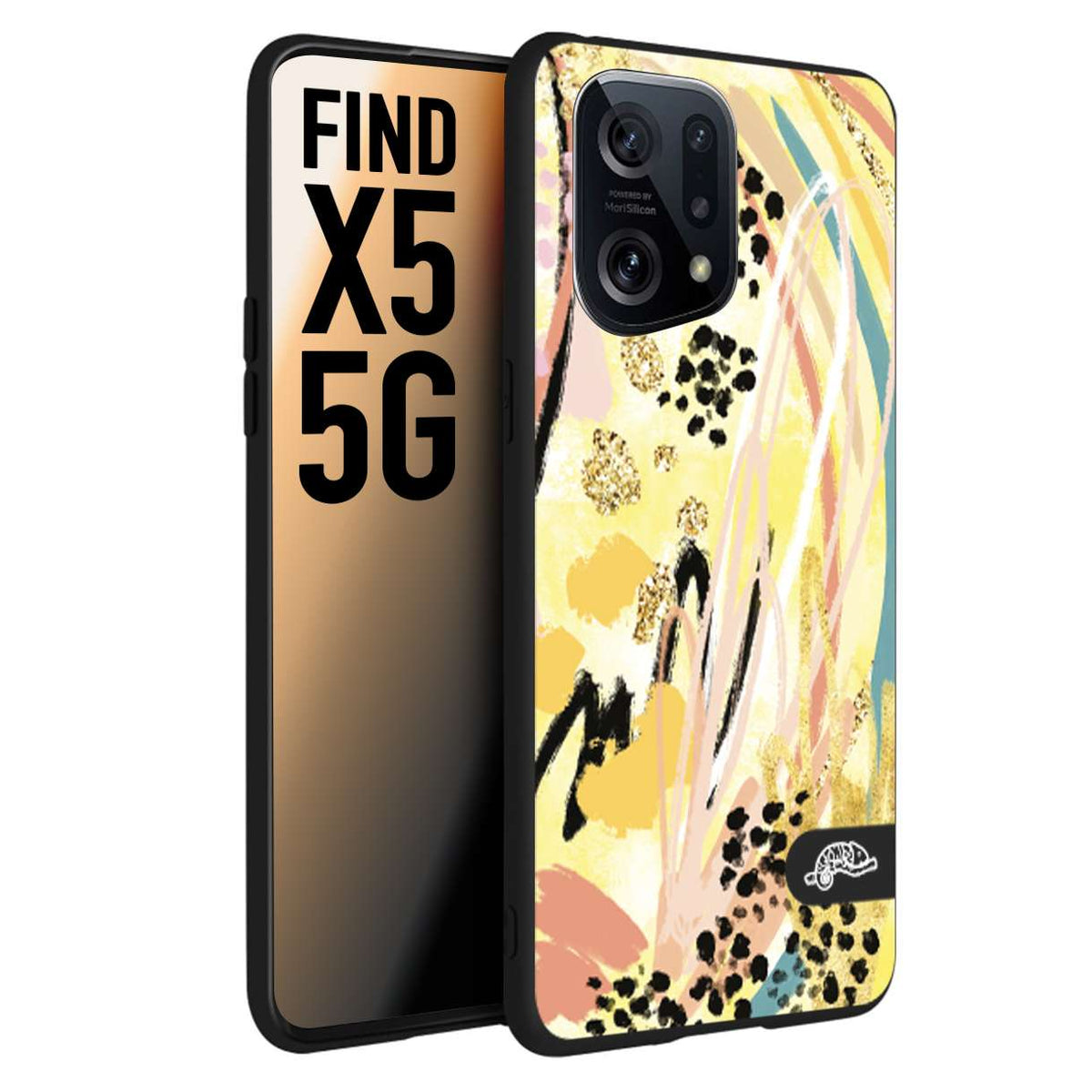 CUSTOMIZZA - Custodia cover nera morbida in tpu compatibile per Oppo Find X5 astratti donna flower fantasia estate gialla rosa leopardata
