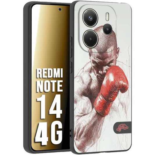 CUSTOMIZZA - Custodia cover nera morbida in tpu compatibile per Xiaomi Redmi Note 14 4G pugilato pugili disegno tattoo guantoni box sport primo piano