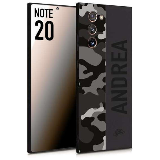 CUSTOMIZZA - Custodia cover nera morbida in tpu compatibile per Samsung NOTE 20 camouflage mimetico militare personalizzata nome