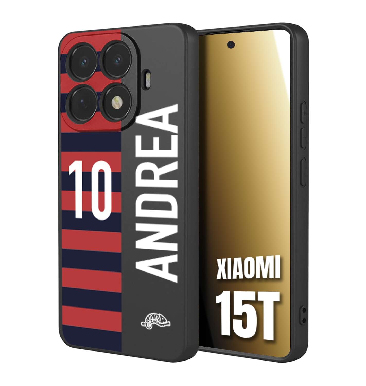 CUSTOMIZZA - Custodia cover nera morbida in tpu compatibile per Xiaomi 15T personalizzata calcio football nome e numero calciatori rossoblu