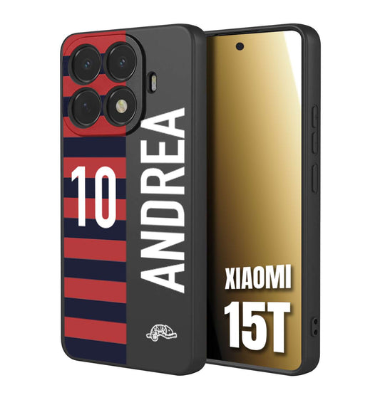 CUSTOMIZZA - Custodia cover nera morbida in tpu compatibile per Xiaomi 15T personalizzata calcio football nome e numero calciatori rossoblu