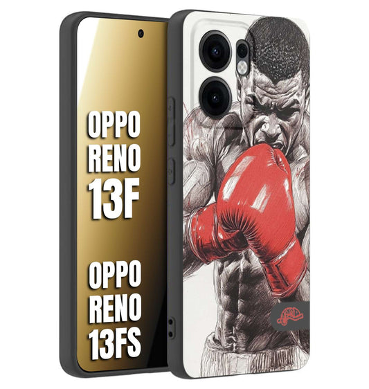CUSTOMIZZA - Custodia cover nera morbida in tpu compatibile per Oppo Reno 13 F pugilato pugili disegno tattoo guantoni box pesi massimi gancio