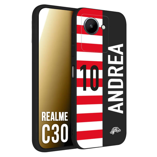 CUSTOMIZZA - Custodia cover nera morbida in tpu compatibile per Oppo Realme C30 personalizzata calcio football nome e numero calciatori bianco rossa