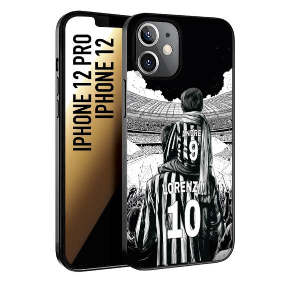 CUSTOMIZZA - Custodia cover nera morbida in tpu compatibile per iPhone 12 - 12 PRO personalizzata calcio football nome e numero calciatori bianconeri bianca e nera